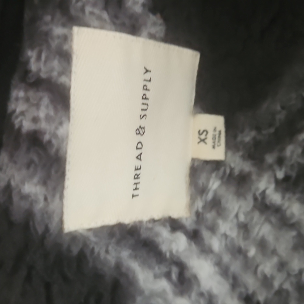 Thread & Supply Black and Gray Plaid Teddy Jacket - Picture 3 of 6